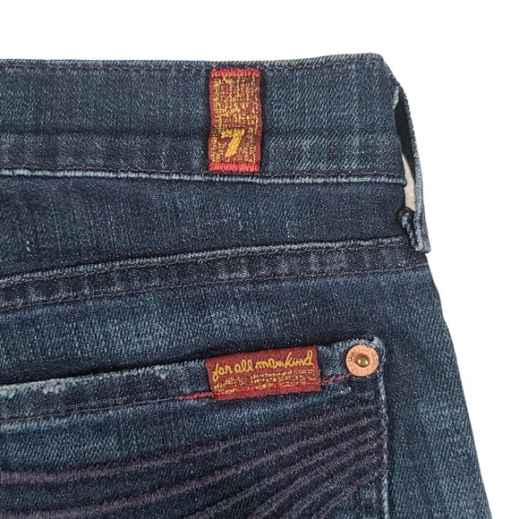 7 For All Mankind Dojo Flare Womens Jeans 29 34x20 Blue Stitch Y2K Rodeo - Picture 9 of 13